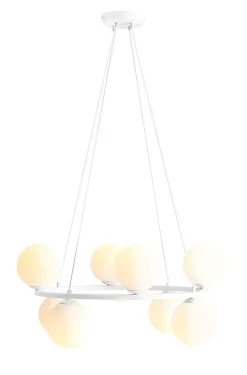 Moderne Pendelleuchte Weiß Glas Metall Ø68 cm E14 rund