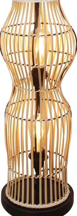 Moderne Stehlampe Bambus Natur Schwarz E27 60 cm 2-flmg