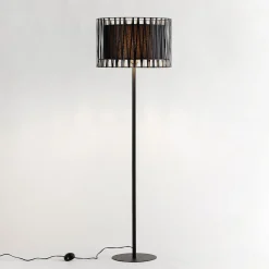 Moderne Stehlampe Schwarz Metall rund 145 cm