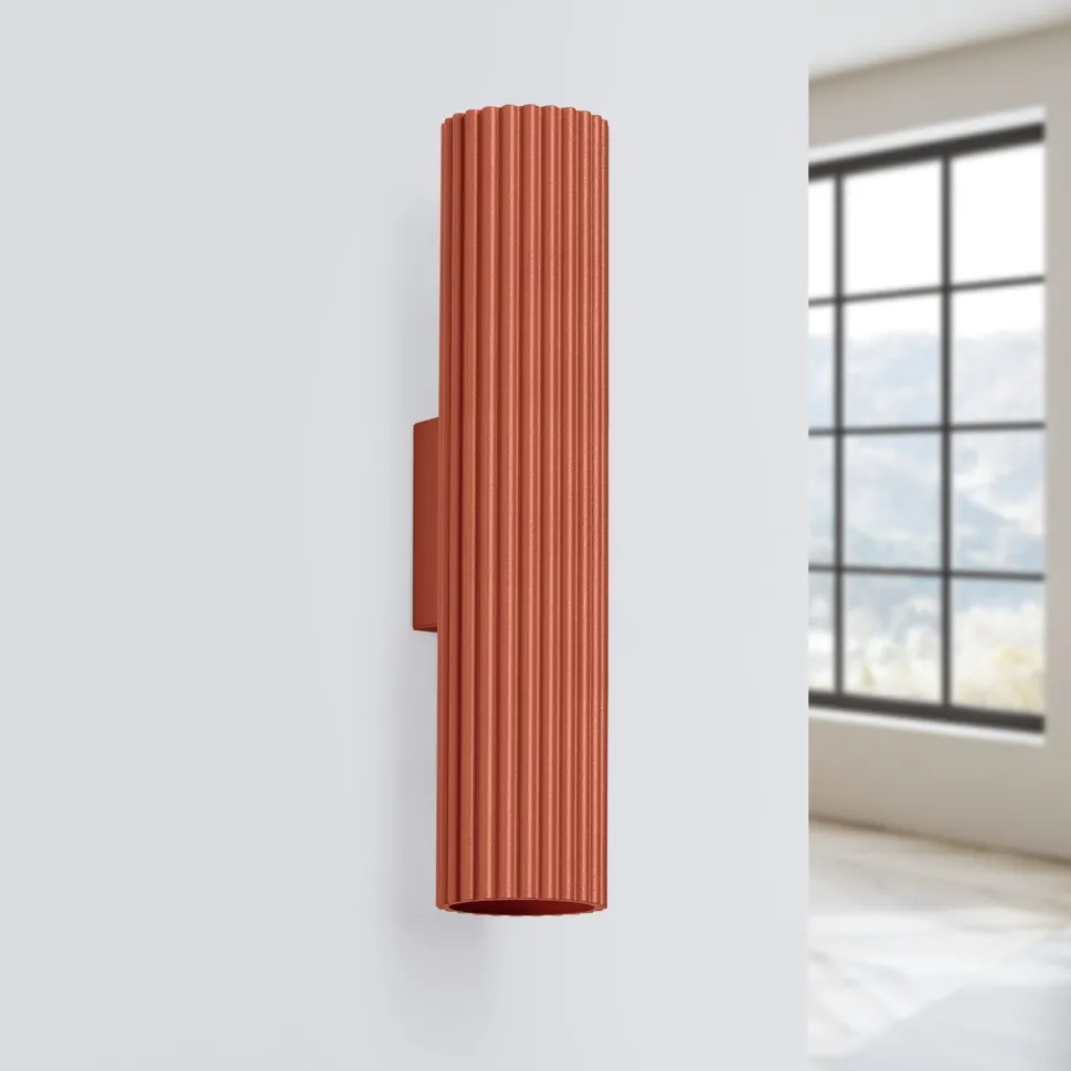 Moderne Wandlampe Up Down H: 30 cm Rot GU10 2-flammig Alu