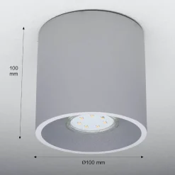 Moderner runder Aufbaustrahler RODA grau