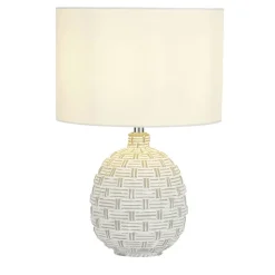 Nachttischlampe E14 36,5 cm D: 25 cm Weiß Stoff Keramik