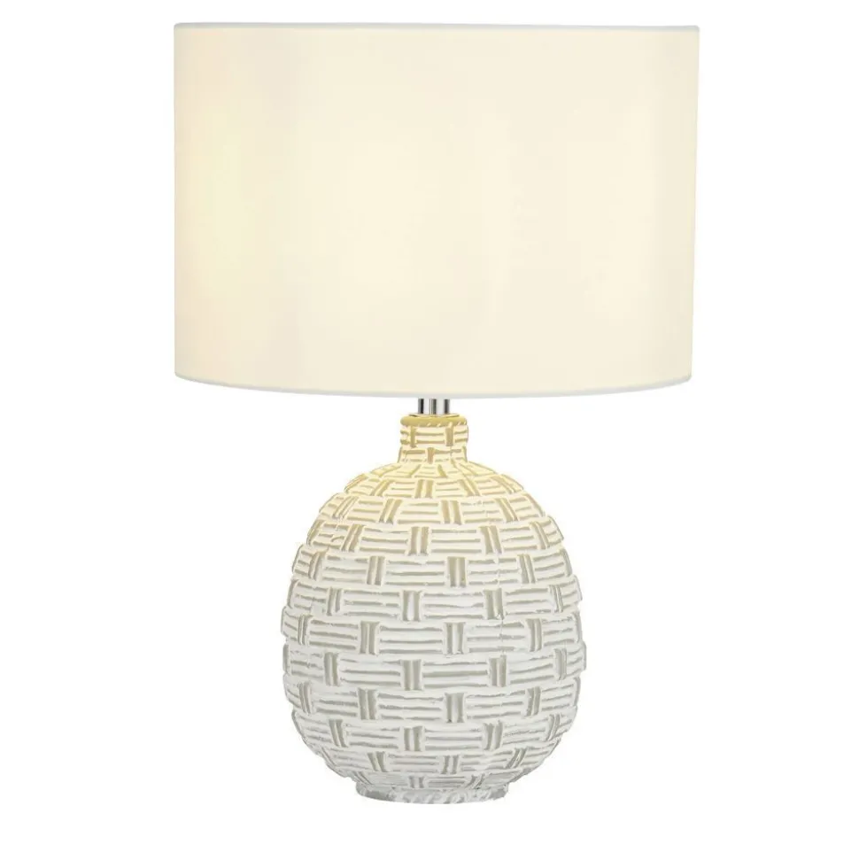 Nachttischlampe E14 36,5 cm D: 25 cm Weiß Stoff Keramik