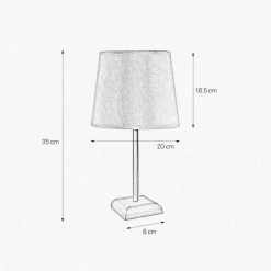 Nachttischlampe E27 Messing Stoff 35 cm in Bronze matt Beige