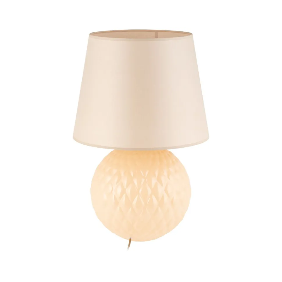 Nachttischlampe Glas Stoff 60 cm Klassisch E27 Ecru Beige
