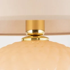 Nachttischlampe Glas Stoff 60 cm Klassisch E27 Ecru Beige