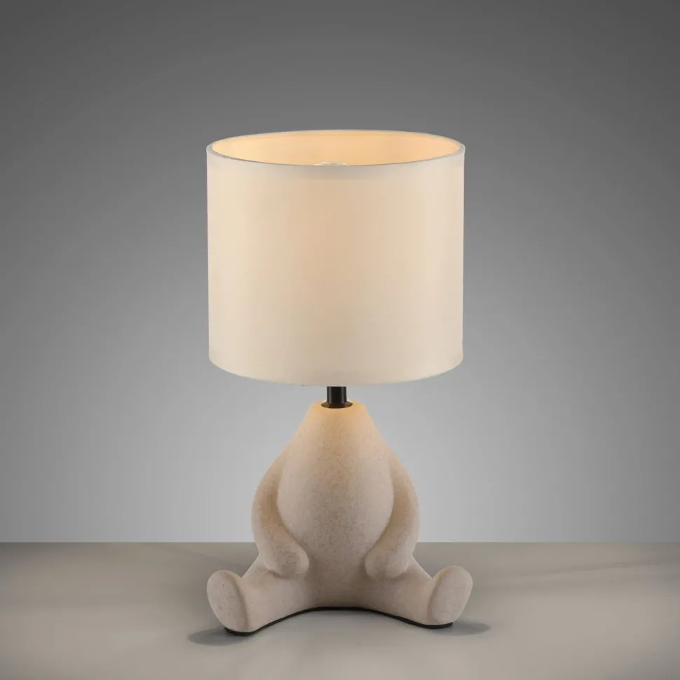 NachtTischlampe Keramik Stoff sitzendes Männchen 32 cm