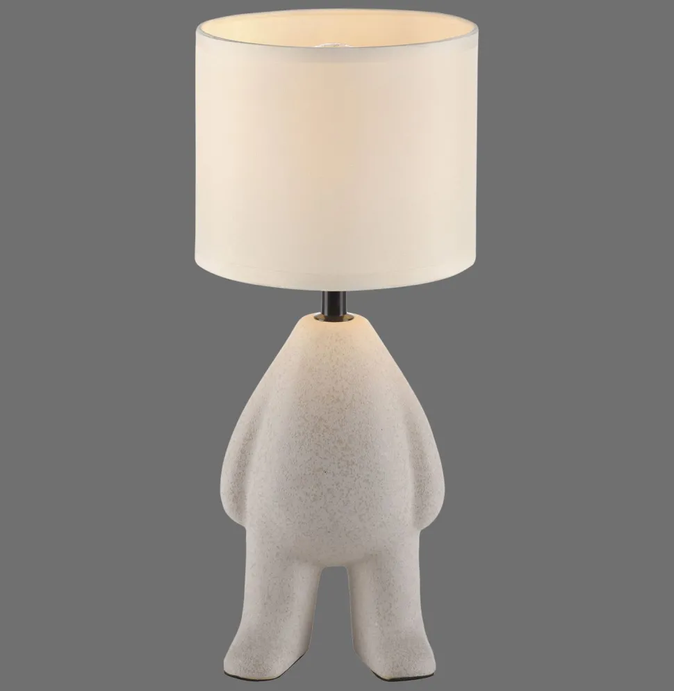 NachtTischlampe Keramik Stoff Teddy 38 cm E27 blendarm