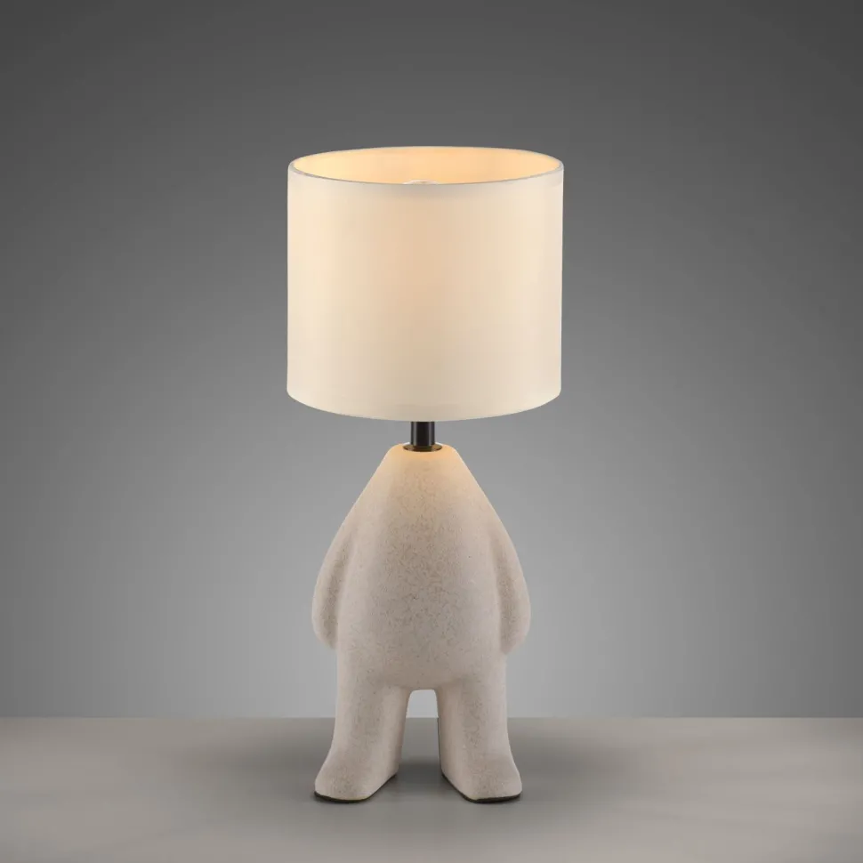 NachtTischlampe Keramik Stoff Teddy 38 cm E27 blendarm