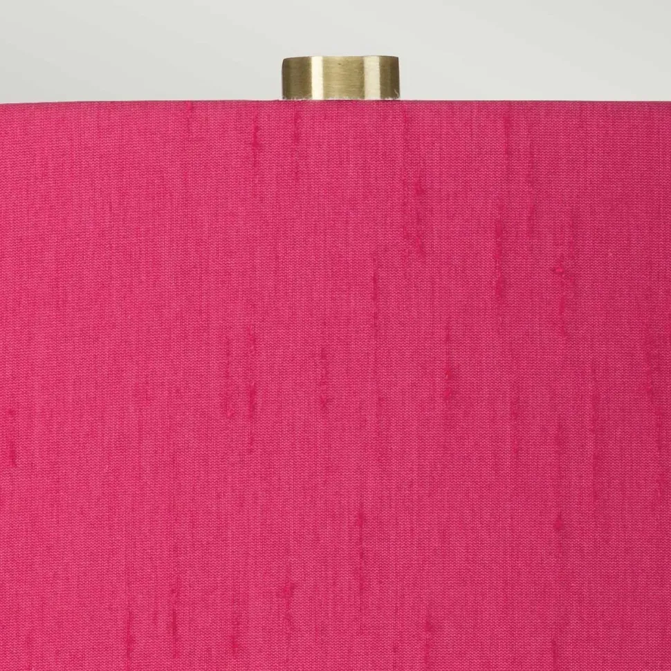 Nachttischlampe Keramik Stoff 64 cm E27 Weiß Pink