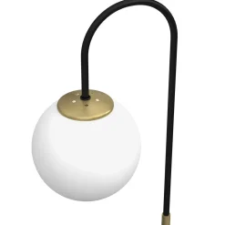 Nachttischlampe Metall Glas 52 cm Schwarz Weiß Messing