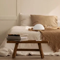 Nachttischlampe Metall Stoff E27 47 cm hoch rund ROSA