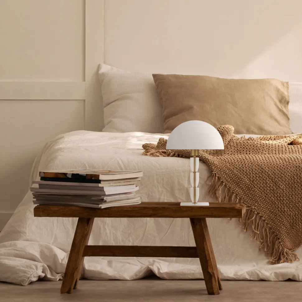 Nachttischlampe Metall Stoff E27 47 cm hoch rund ROSA