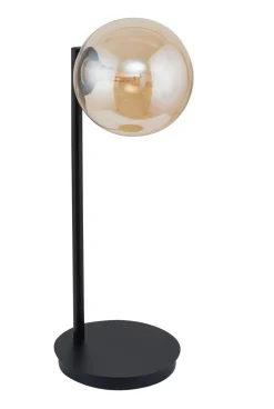Nachttischlampe Schwarz Metall Glas Bernstein 44 cm G9