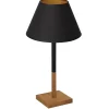 Nachttischlampe Stoff Holz Schwarz Natur Gold 56 cm E27