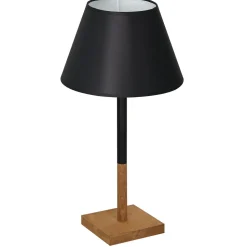 Nachttischlampe Stoff Holz Schwarz Natur Weiß 56 cm E27