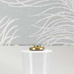 Nachttischlampe Stoff Keramik E27 69 cm Retro Weiß grau