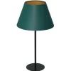 Nachttischlampe Stoff Metall 56 cm Petrol Gold konisch