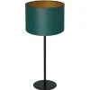 Nachttischlampe Stoff Metall H:56 cm E27 Petrol Gold