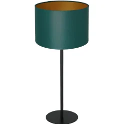 Nachttischlampe Stoff Metall H:56 cm E27 Petrol Gold