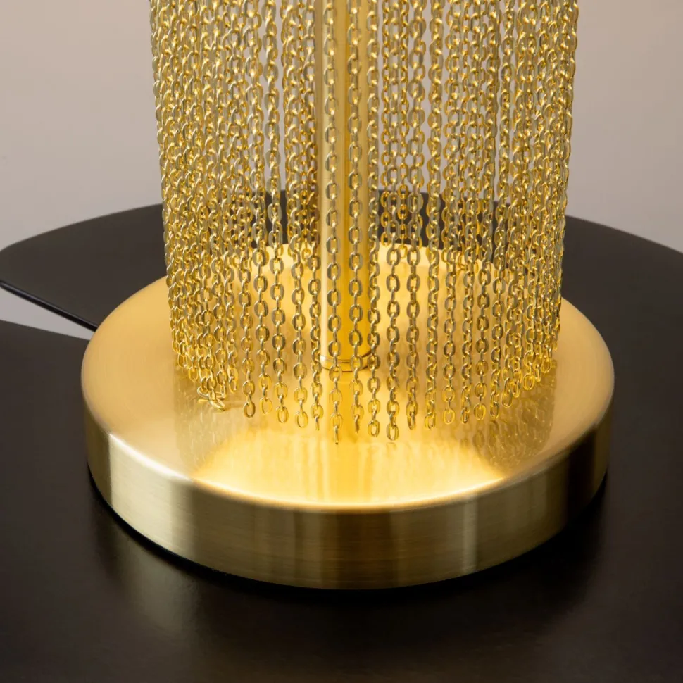 Nachttischleuchte Edelstahl Stoff 47 cm in Gold Weiß