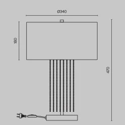 Nachttischleuchte Edelstahl Stoff 47 cm in Gold Weiß
