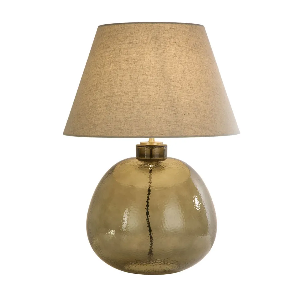 Nachttischleuchte Glassockel Stoffschirm E27 56,5 cm