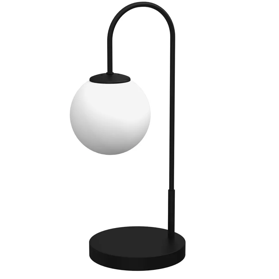 Nachttischleuchte Metall Glas E14 52 cm Schwarz Weiß