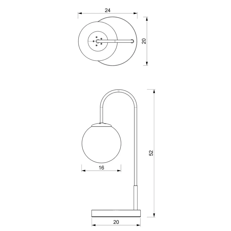 Nachttischleuchte Metall Glas E14 52 cm Schwarz Weiß