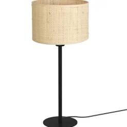 Nachttischleuchte Metall Rattan E27 56 cm Schwarz Natur