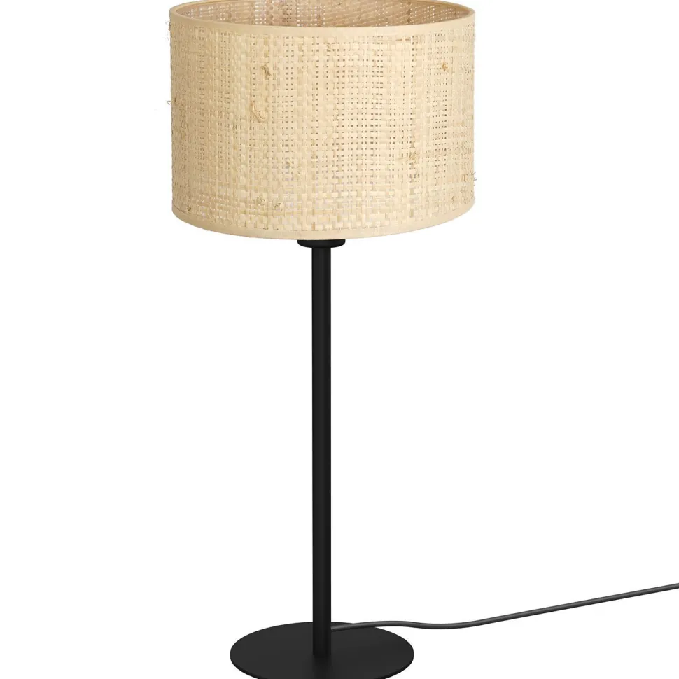 Nachttischleuchte Metall Rattan E27 56 cm Schwarz Natur