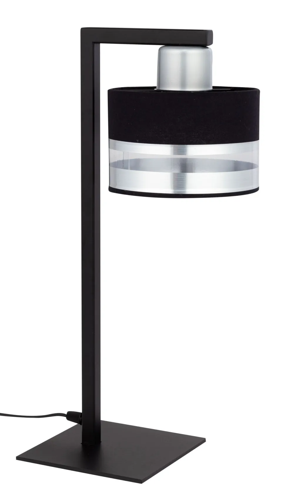 Nachttischleuchte Schwarz Silber Metall 45 cm E27 klein