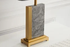 Nachttischleuchte Stoff Marmor Stahl 65 cm in Gold Grau