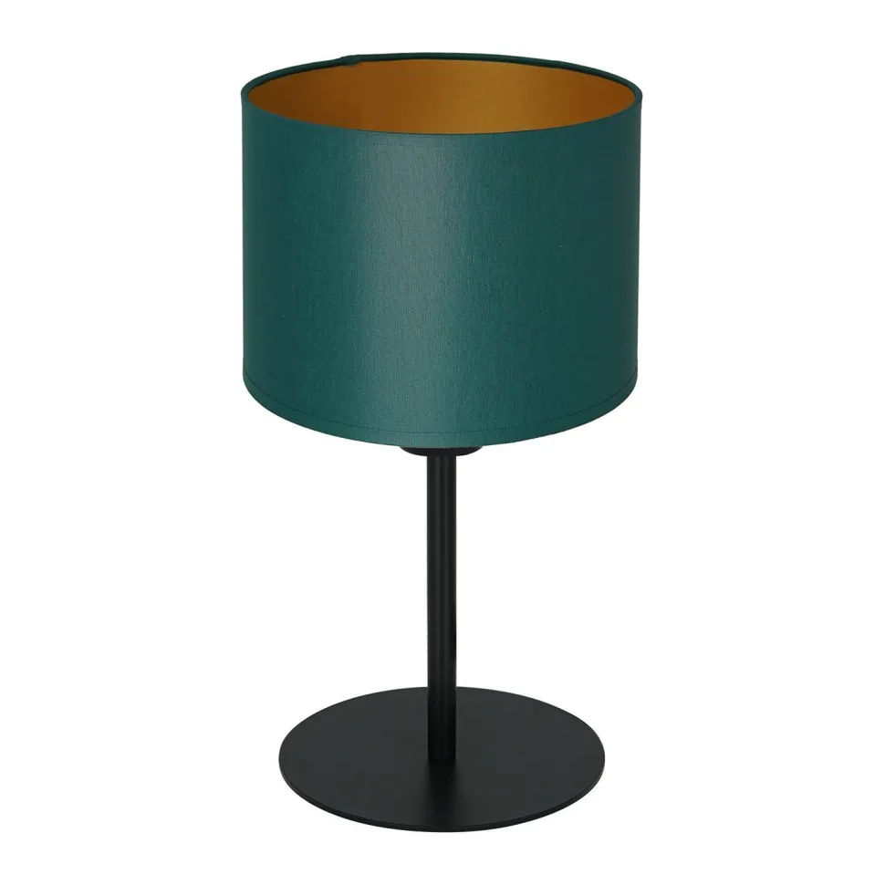 Nachttischleuchte Stoff Metall H:34 cm E27 Petrol Gold