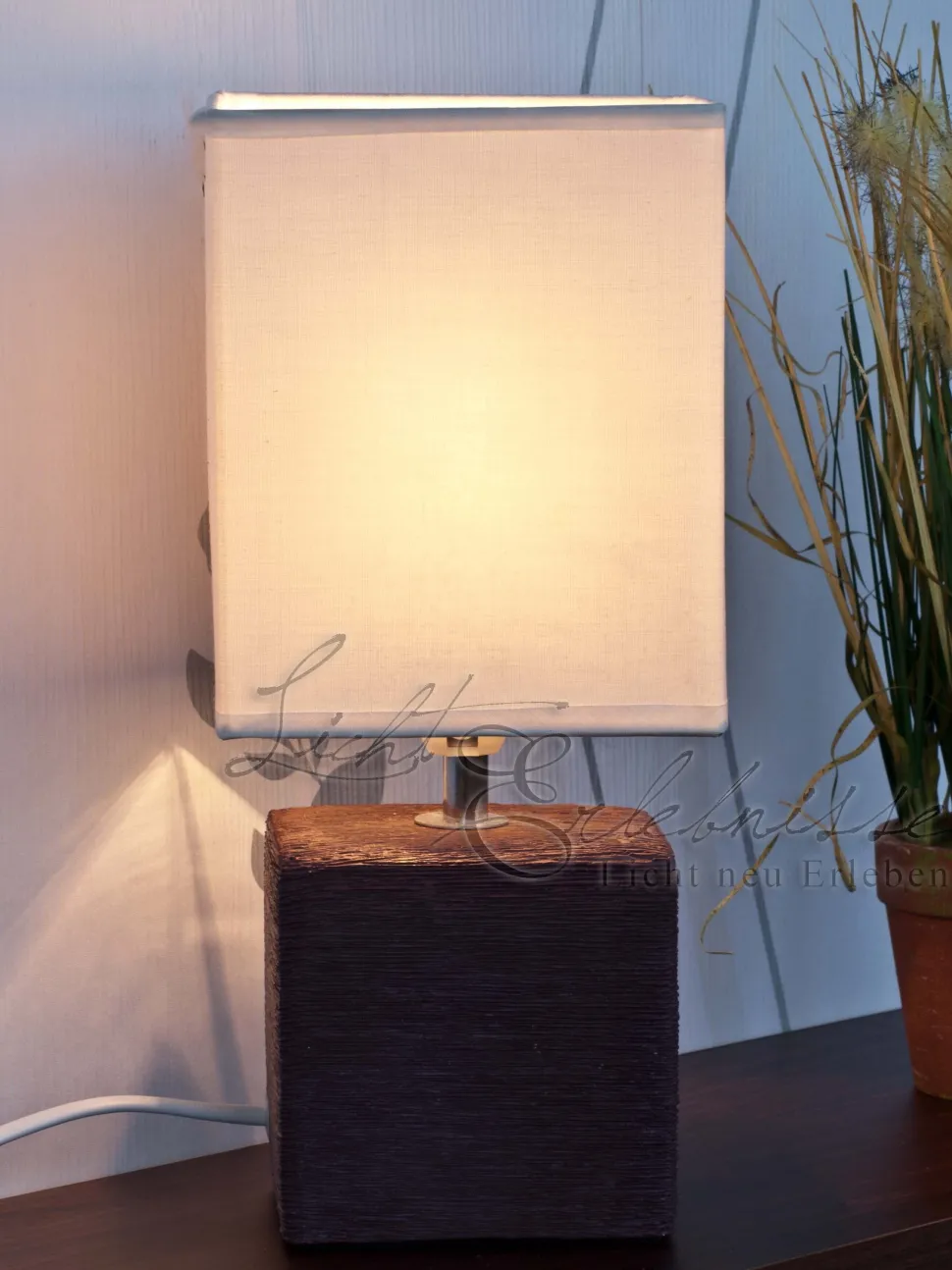 Nachttischleuchte weiß braun E27 H:30cm Keramik