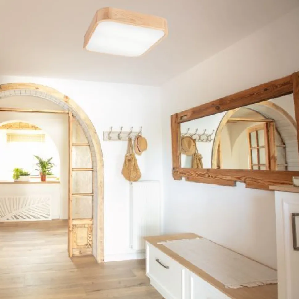 Natürliche Deckenlampe Pinie Glas B:45 cm E27 4-flmg