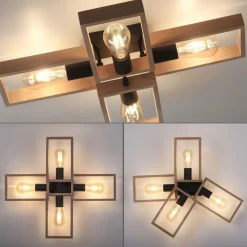 Natürliche Deckenlampe Retro Holz Metall L:62 cm E27