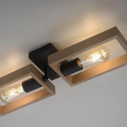 Natürliche Deckenlampe Retro Holz Metall L:57 cm E27