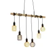 Natürliche Hängelampe Holz E27 100 cm 6-flammig Vintage