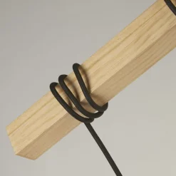 Natürliche Hängelampe Holz E27 100 cm 6-flammig Vintage