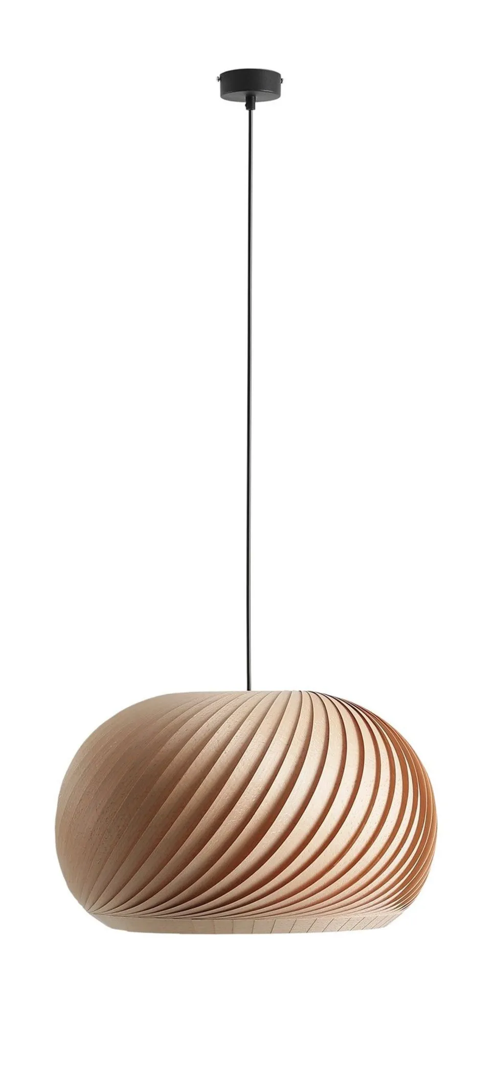 Natürliche Pendelleuchte Holz gemütlich E27 Ø45 cm rund