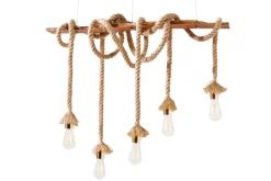 Natürliche Pendelleuchte Natur 5-flammig L:90 cm E27