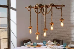 Natürliche Pendelleuchte Natur 5-flammig L:90 cm E27