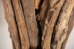 Natürliche Stehlampe Schwarz Gold 151 cm Holz Baumwolle