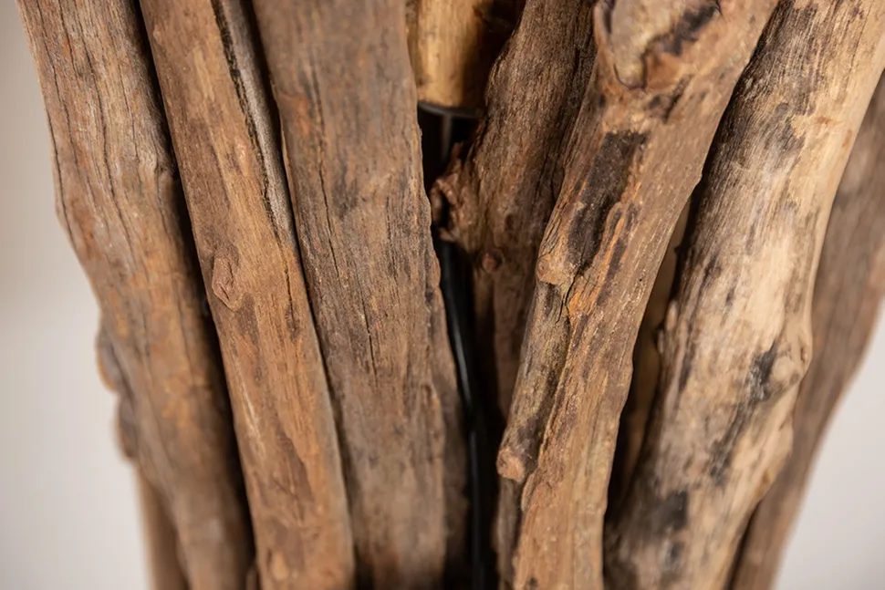 Natürliche Stehlampe Schwarz Gold 151 cm Holz Baumwolle