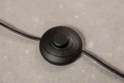 Natürliche Stehlampe Schwarz Gold 151 cm Holz Baumwolle