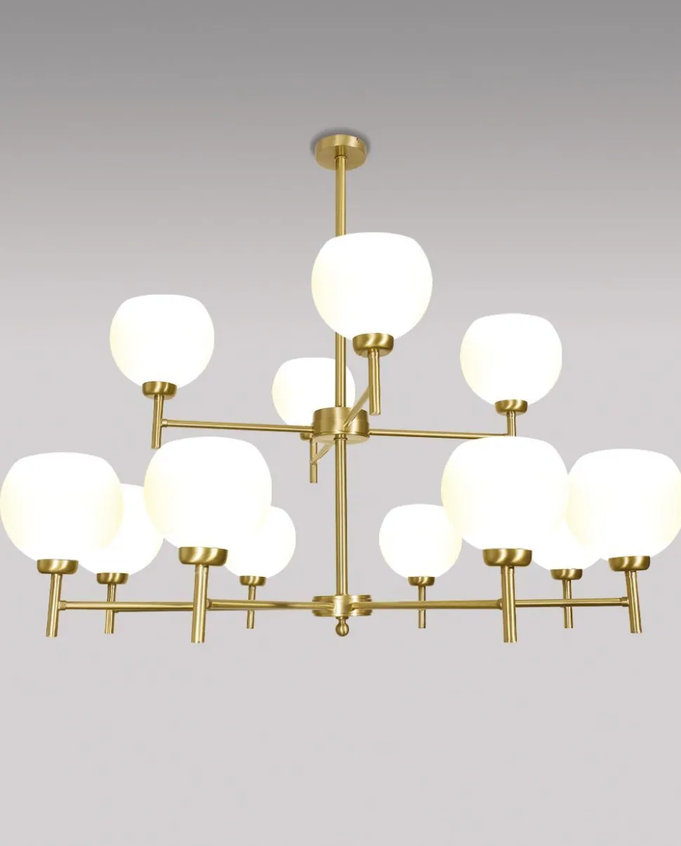 Opulente Deckenleuchte Messing Glas Esszimmer TRIVIA