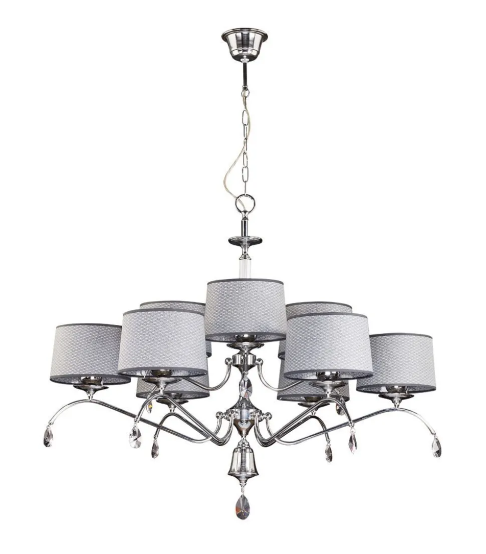 Opulenter Kronleuchter Ø1m Chrom Grau 9xE27 AELUA