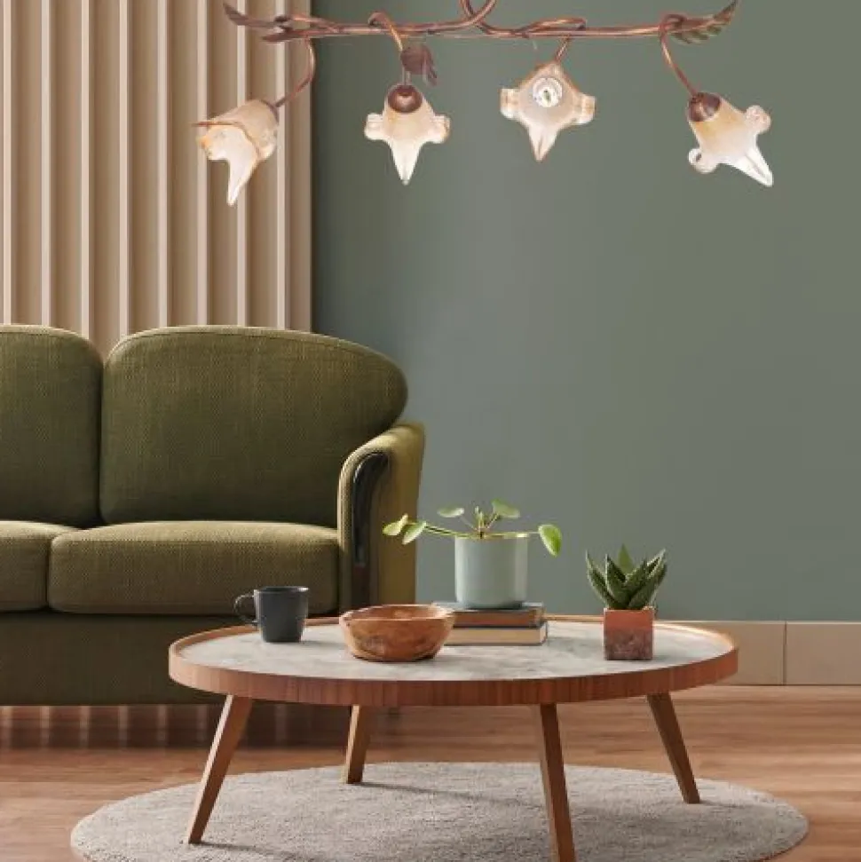 Orange Deckenleuchte Metall 4-flmg Rustikal