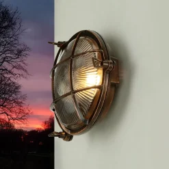 Outdoor Wandleuchte Messing Maritim Ø 21 cm E27 IP64